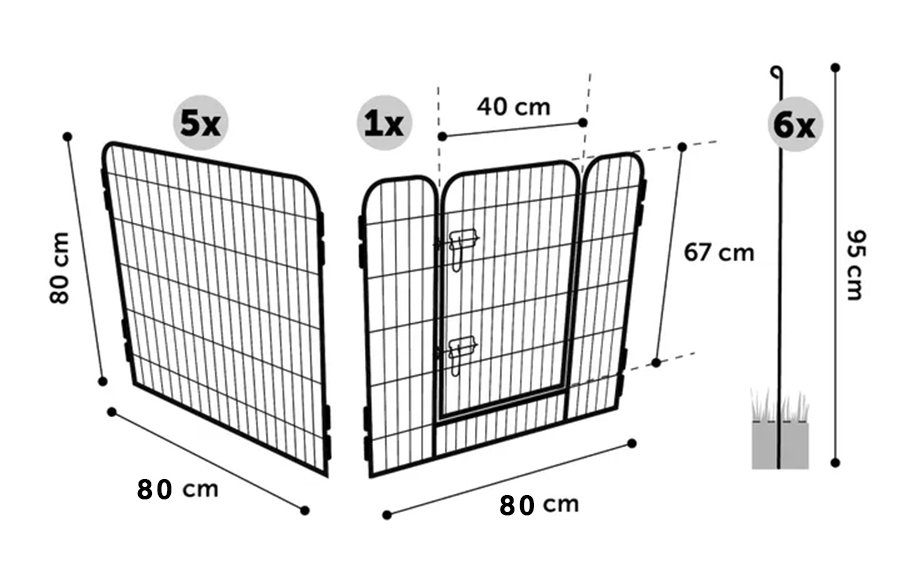 Heavy Duty Cubic Tube Foldable Metal Exercise Pet Play Pen for Dogs, Fence Pen, with Door, Extra Small, 80 x 60cm/80 x 80cm/80 x 120cm，black