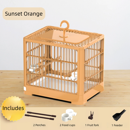 Birdcage drawer-style plastic square cage parrot cage luxury villa swallow-specific lovebird breeding home use ornamental cage