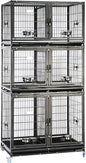 Tough Indestructible Dog Cage Large Dog Crate with Double Door for 1-2 Pets Breeds