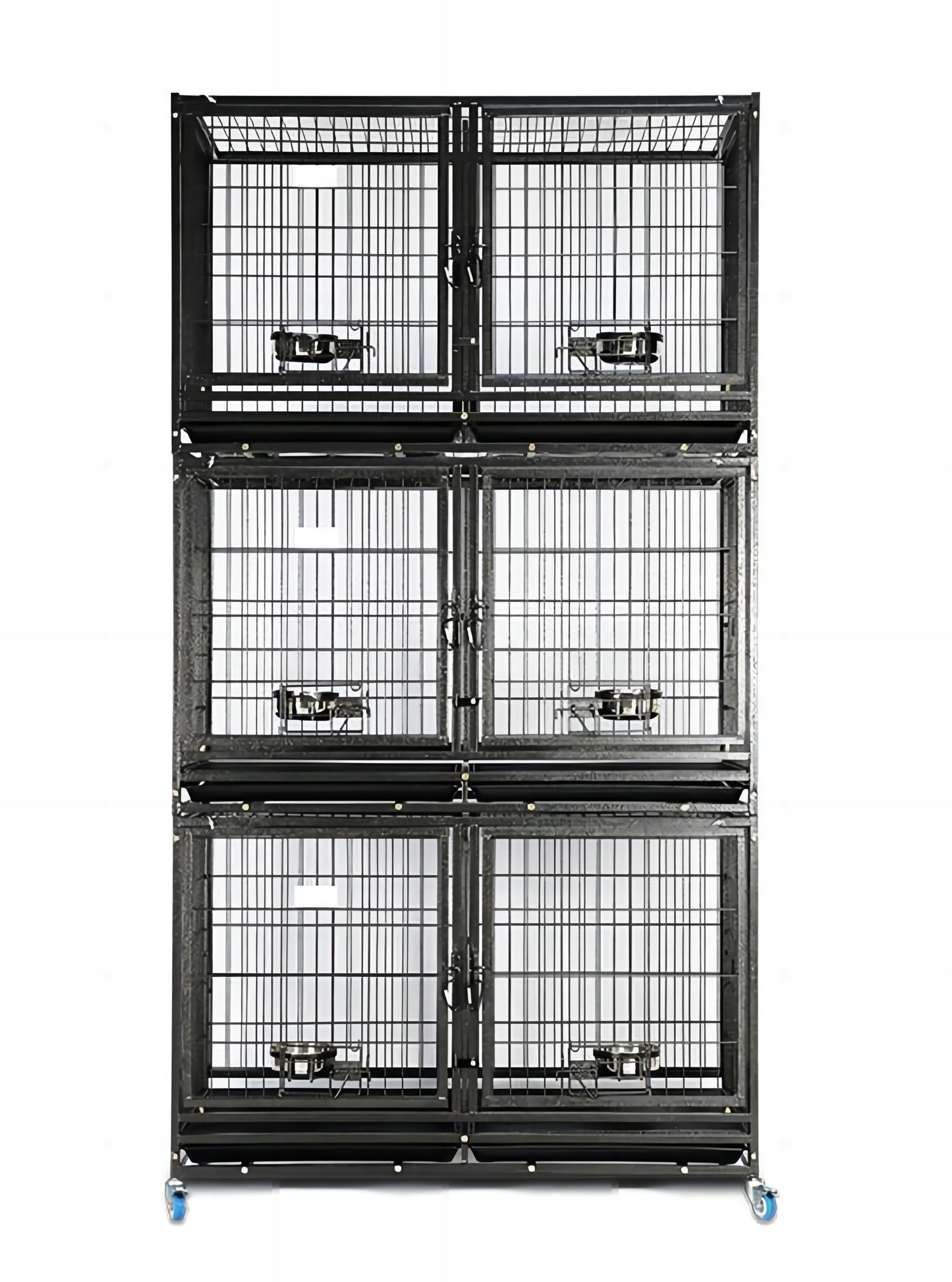 Tough Indestructible Dog Cage Large Dog Crate with Double Door for 1-2 Pets Breeds