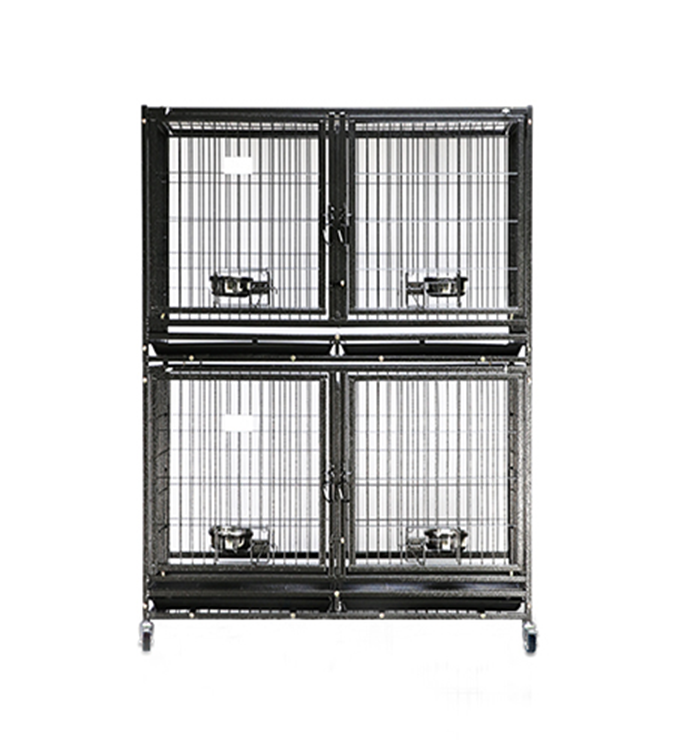 Tough Indestructible Dog Cage Large Dog Crate with Double Door for 1-2 Pets Breeds