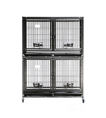 Tough Indestructible Dog Cage Large Dog Crate with Double Door for 1-2 Pets Breeds