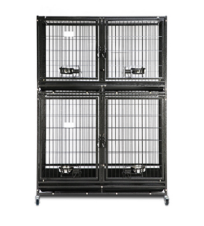 Tough Indestructible Dog Cage Large Dog Crate with Double Door for 1-2 Pets Breeds