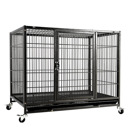 Heavy Duty Dog Crate Pet Cage Puppy Metal House 37" Enclosure with Hamer Coating, Collapsible Mesh Floor