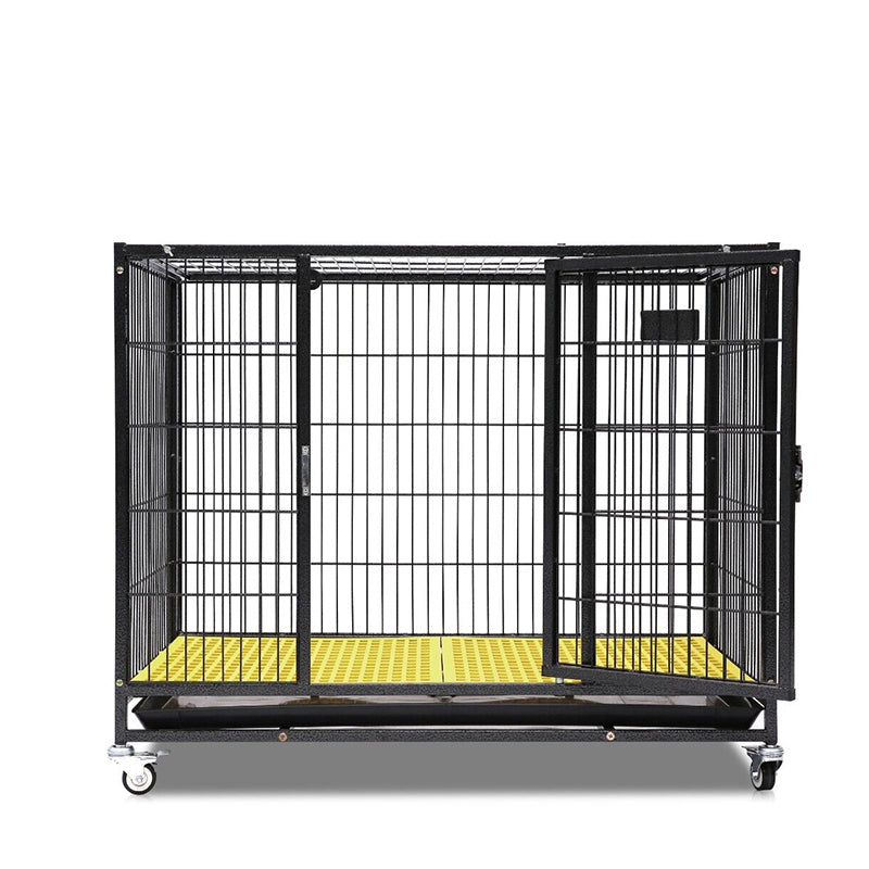 Heavy Duty Dog Crate Pet Cage Puppy Metal House 37" Enclosure with Hamer Coating, Collapsible Mesh Floor