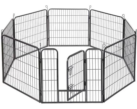 Heavy Duty Cubic Tube Foldable Metal Exercise Pet Play Pen for Dogs, Fence Pen, with Door, Extra Small, 80 x 60cm/80 x 80cm/80 x 120cm，black