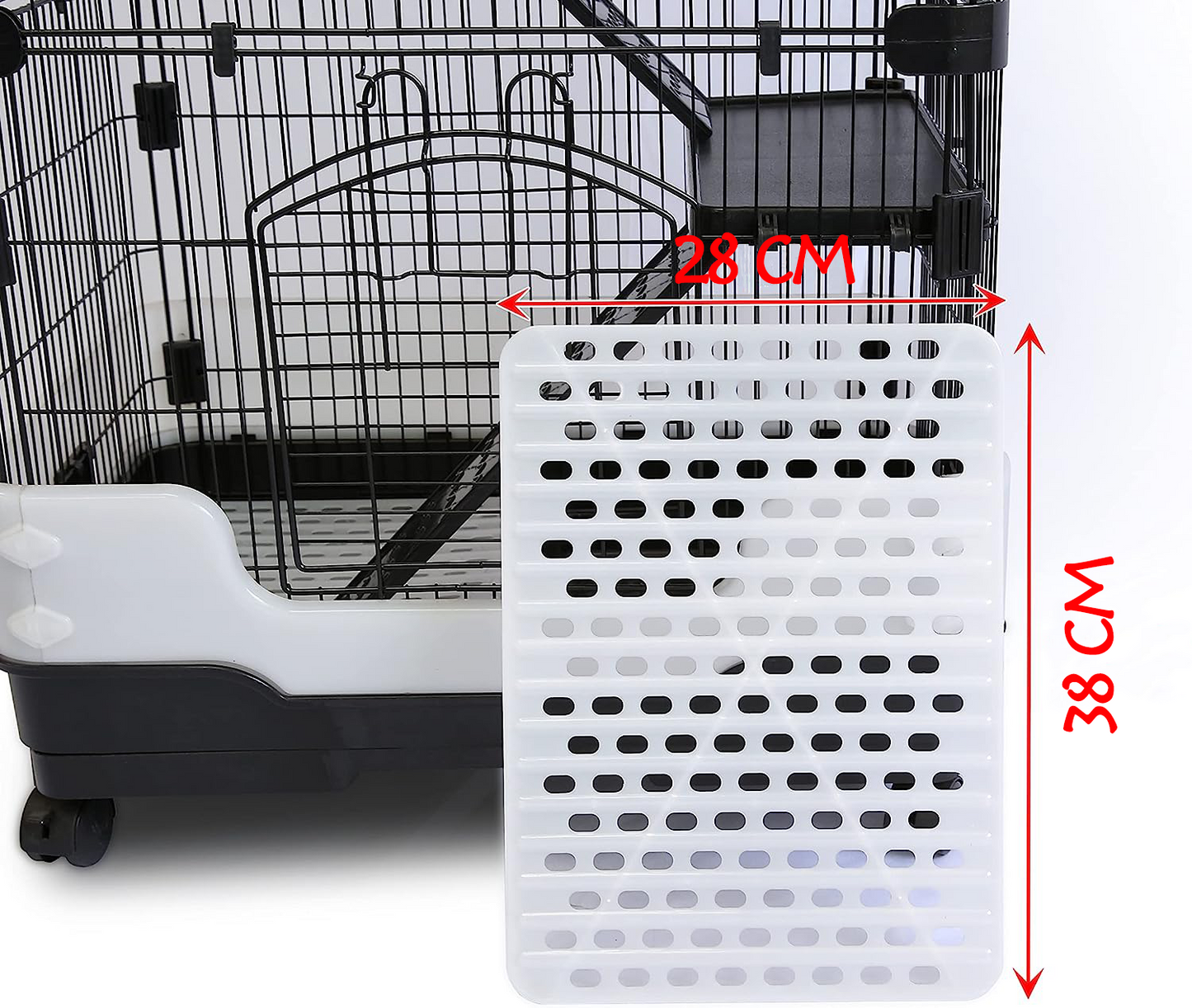 Plastic Floor, Deluxe Large Rabbit Cage, 3-Tier with Door, Encrypted Wire Mesh Cages Indoor/Outdoor DIY Wire Metal Pet Cage for Puppy,Rabbit,Kitten,Hamster,Guinea Pig,Turtle,Hedgehog