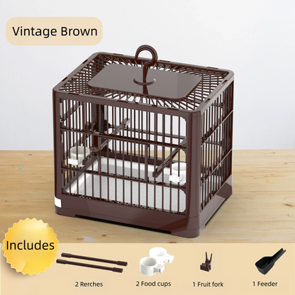 Birdcage drawer-style plastic square cage parrot cage luxury villa swallow-specific lovebird breeding home use ornamental cage