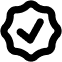 a black and white icon of a checkmark within a circle